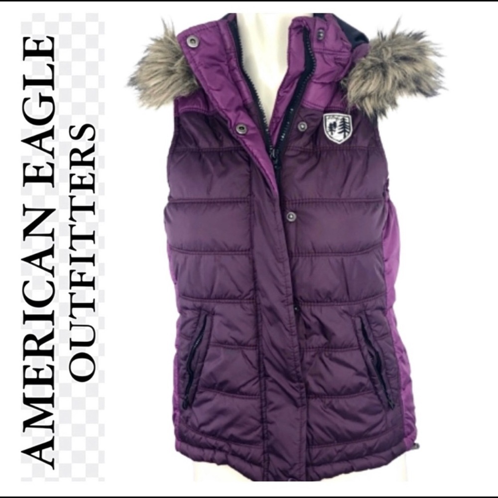 American Eagle Outfitters-purple hoodie vest S